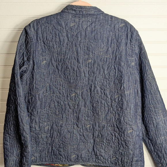 CHICO'S Reversible Denim Quilted Jacket Sz XL - Picture 4 of 8
